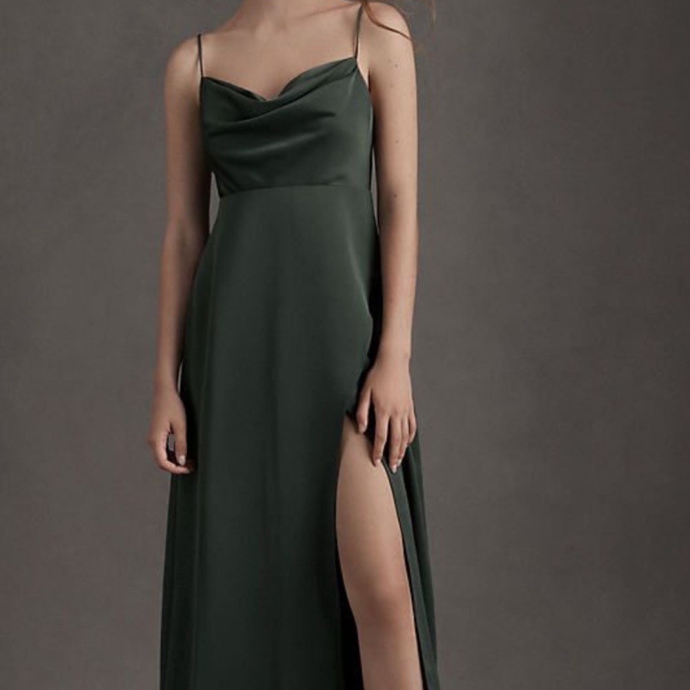 BHLDN Remy Cowl-Neck Faux-Wrap Satin Gown, Size 4 not altered